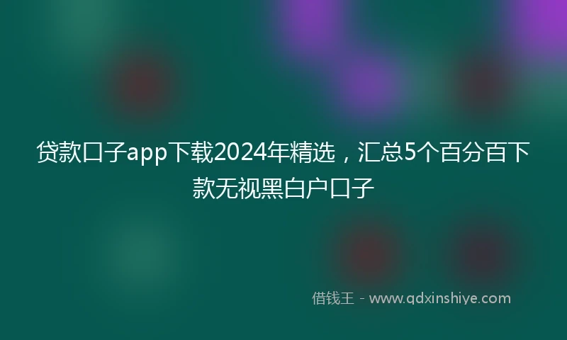 贷款口子app下载2024年精选，汇总5个百分百下款无视黑白户口子