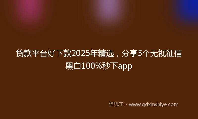 贷款平台好下款2025年精选，分享5个无视征信黑白100%秒下app