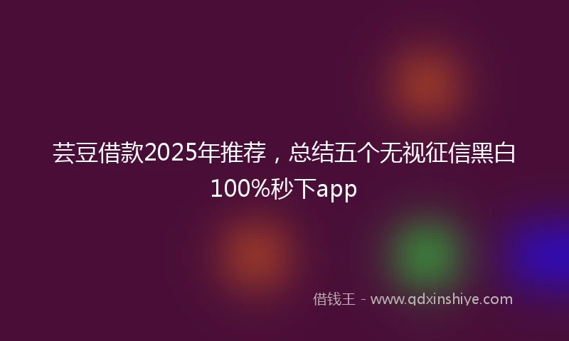 芸豆借款2025年推荐，总结五个无视征信黑白100%秒下app