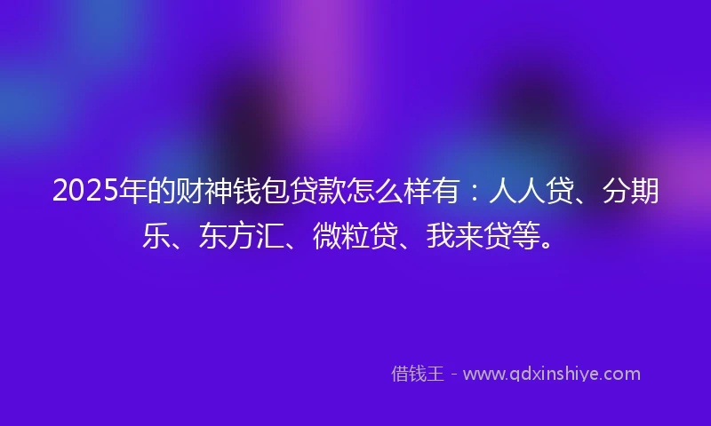 2025年的财神钱包贷款怎么样有：人人贷、分期乐、东方汇、微粒贷、我来贷等。