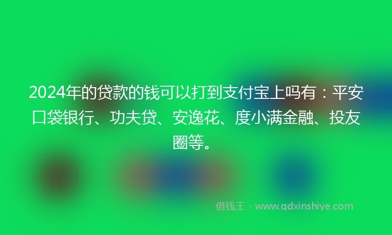 2024年的贷款的钱可以打到支付宝上吗有：平安口袋银行、功夫贷、安逸花、度小满金融、投友圈等。