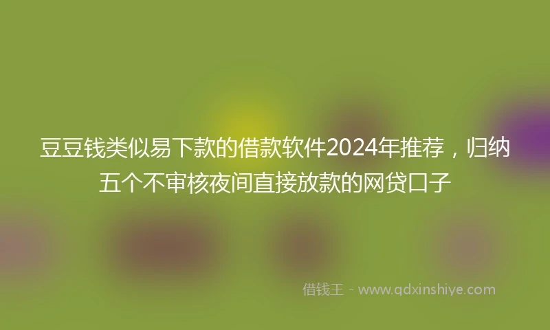 豆豆钱类似易下款的借款软件2024年推荐，归纳五个不审核夜间直接放款的网贷口子
