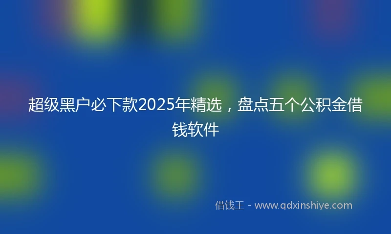 超级黑户必下款2025年精选，盘点五个公积金借钱软件