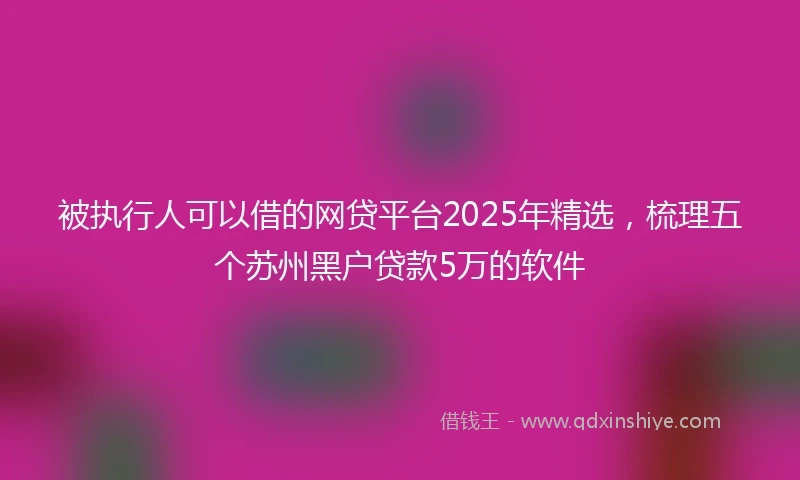 被执行人可以借的网贷平台2025年精选，梳理五个苏州黑户贷款5万的软件