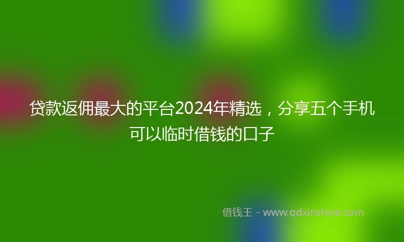 贷款返佣最大的平台2024年精选，分享五个手机可以临时借钱的口子