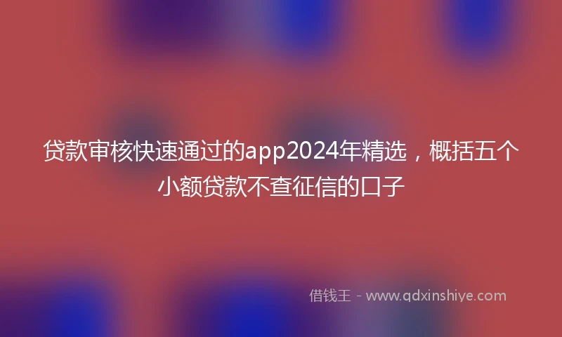 贷款审核快速通过的app2024年精选，概括五个小额贷款不查征信的口子