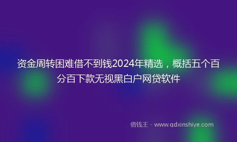 资金周转困难借不到钱2024年精选，概括五个百分百下款无视黑白户网贷软件