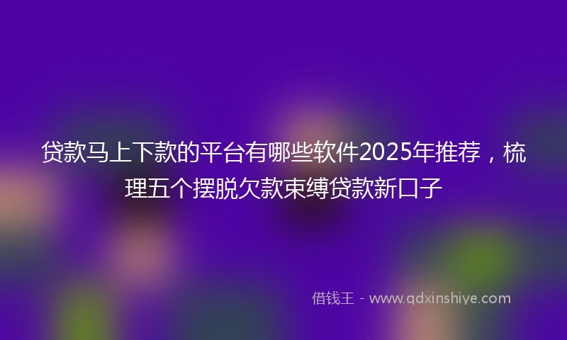 贷款马上下款的平台有哪些软件2025年推荐，梳理五个摆脱欠款束缚贷款新口子