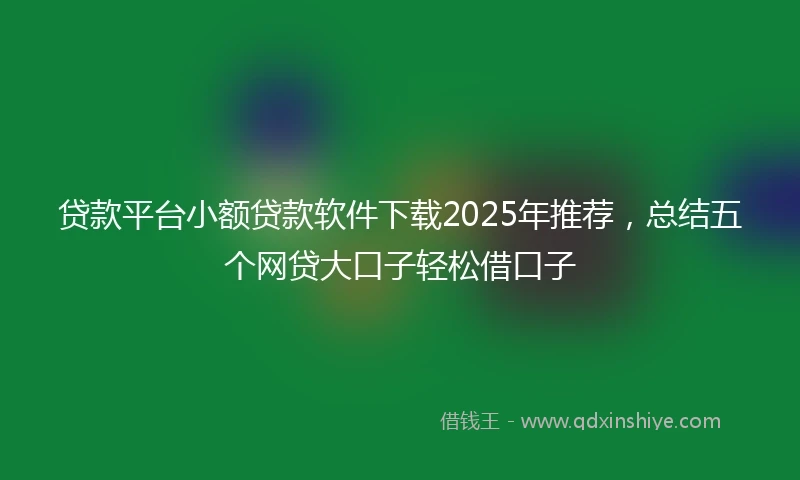 贷款平台小额贷款软件下载2025年推荐，总结五个网贷大口子轻松借口子