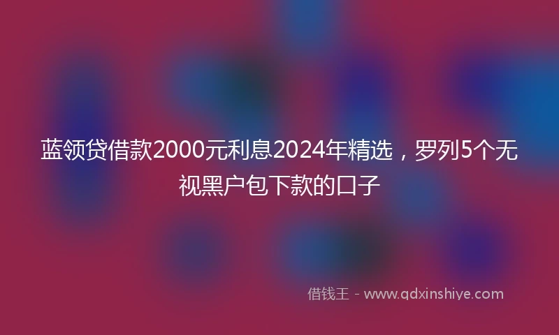 蓝领贷借款2000元利息2024年精选，罗列5个无视黑户包下款的口子
