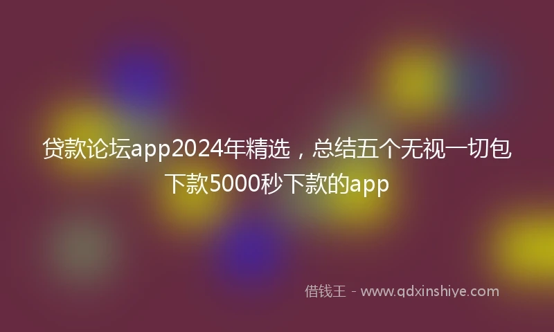 贷款论坛app2024年精选，总结五个无视一切包下款5000秒下款的app