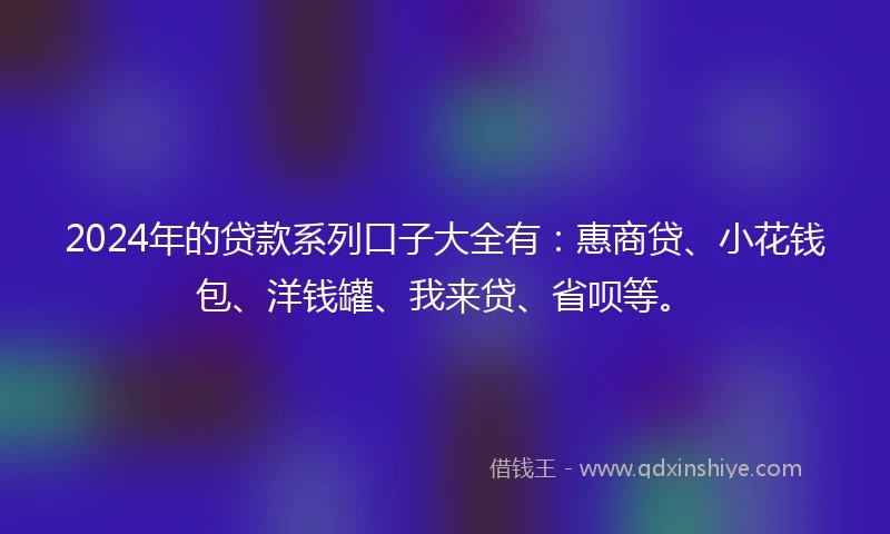 2024年的贷款系列口子大全有：惠商贷、小花钱包、洋钱罐、我来贷、省呗等。