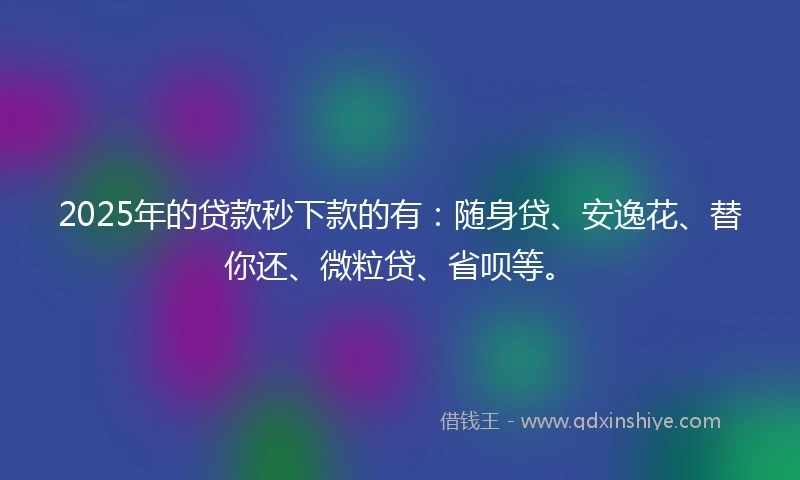2025年的贷款秒下款的有：随身贷、安逸花、替你还、微粒贷、省呗等。