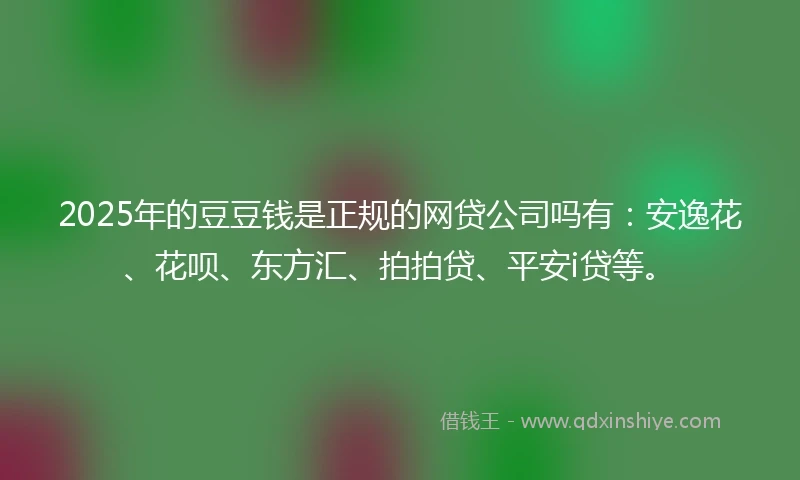 2025年的豆豆钱是正规的网贷公司吗有：安逸花、花呗、东方汇、拍拍贷、平安i贷等。