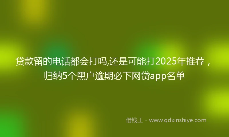 贷款留的电话都会打吗,还是可能打2025年推荐，归纳5个黑户逾期必下网贷app名单