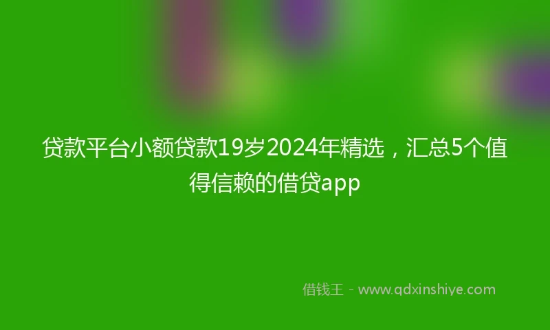 贷款平台小额贷款19岁2024年精选，汇总5个值得信赖的借贷app
