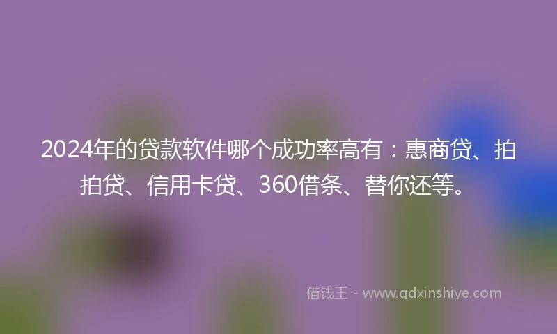 2024年的贷款软件哪个成功率高有：惠商贷、拍拍贷、信用卡贷、360借条、替你还等。