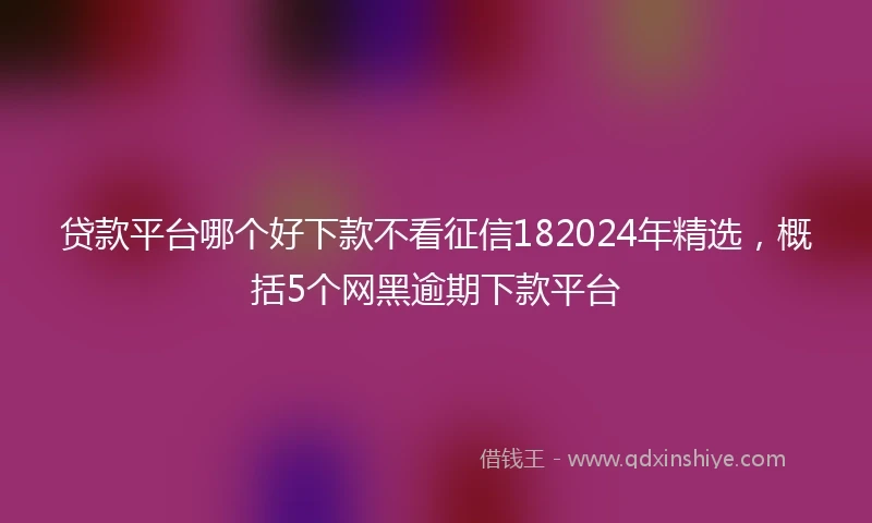 贷款平台哪个好下款不看征信182024年精选，概括5个网黑逾期下款平台
