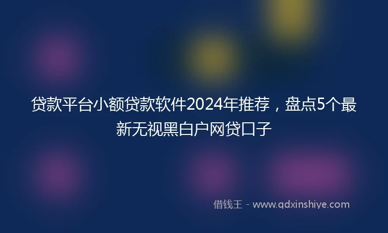 贷款平台小额贷款软件2024年推荐，盘点5个最新无视黑白户网贷口子
