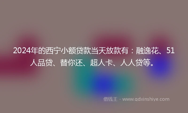 2024年的西宁小额贷款当天放款有：融逸花、51人品贷、替你还、超人卡、人人贷等。