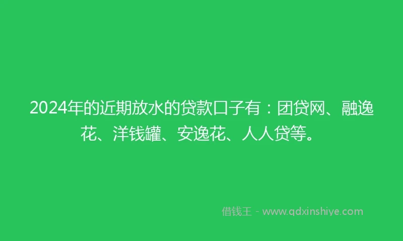2024年的近期放水的贷款口子有：团贷网、融逸花、洋钱罐、安逸花、人人贷等。
