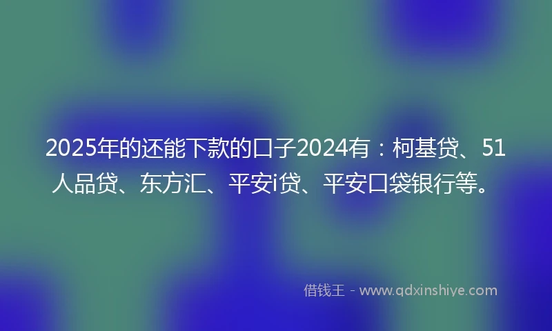 2025年的还能下款的口子2024有：柯基贷、51人品贷、东方汇、平安i贷、平安口袋银行等。