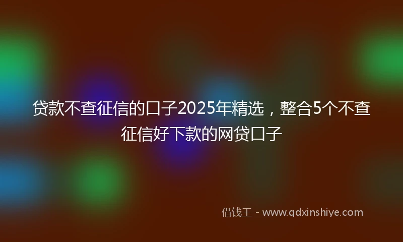 贷款不查征信的口子2025年精选，整合5个不查征信好下款的网贷口子