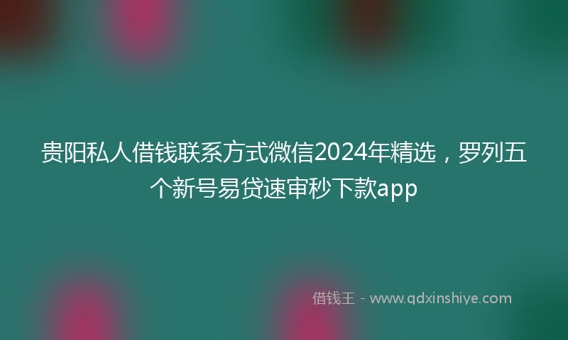 贵阳私人借钱联系方式微信2024年精选，罗列五个新号易贷速审秒下款app