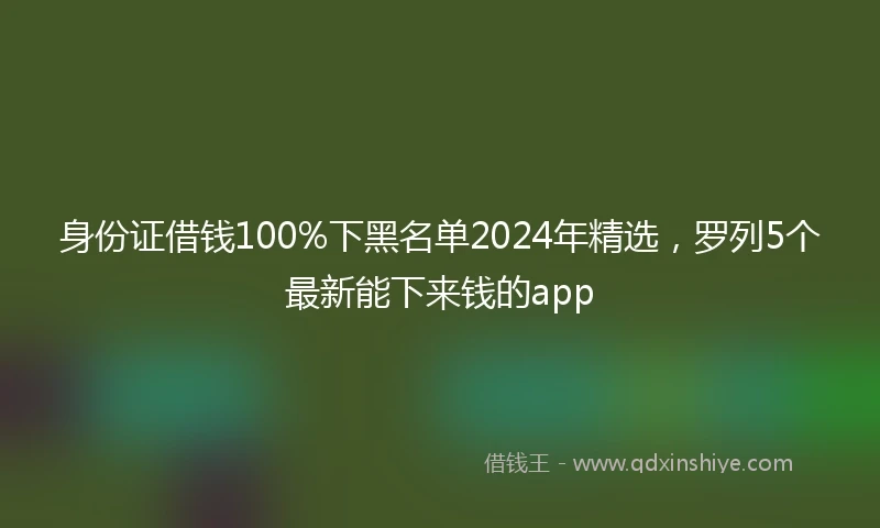身份证借钱100%下黑名单2024年精选，罗列5个最新能下来钱的app