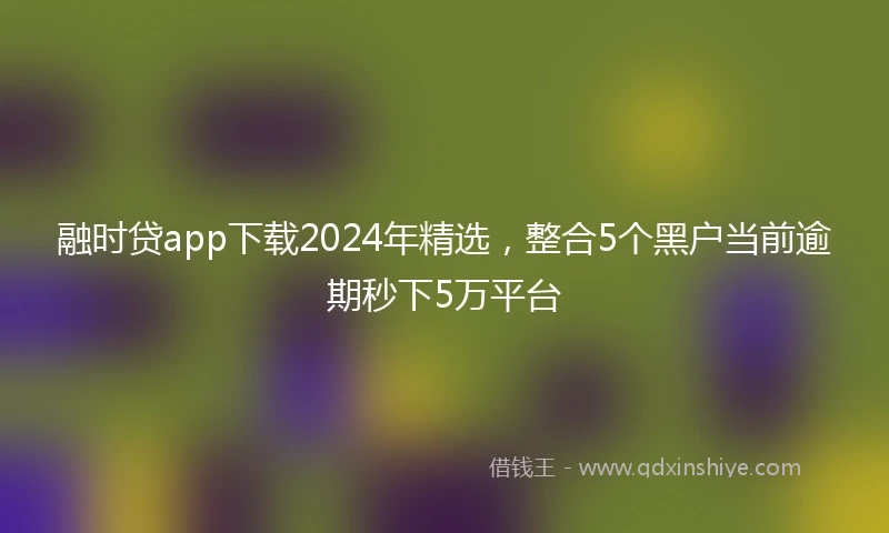 融时贷app下载2024年精选，整合5个黑户当前逾期秒下5万平台