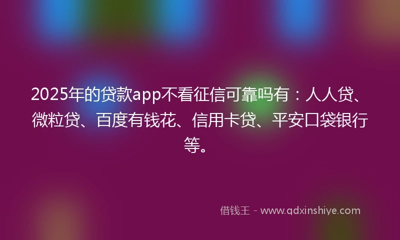 2025年的贷款app不看征信可靠吗有：人人贷、微粒贷、百度有钱花、信用卡贷、平安口袋银行等。
