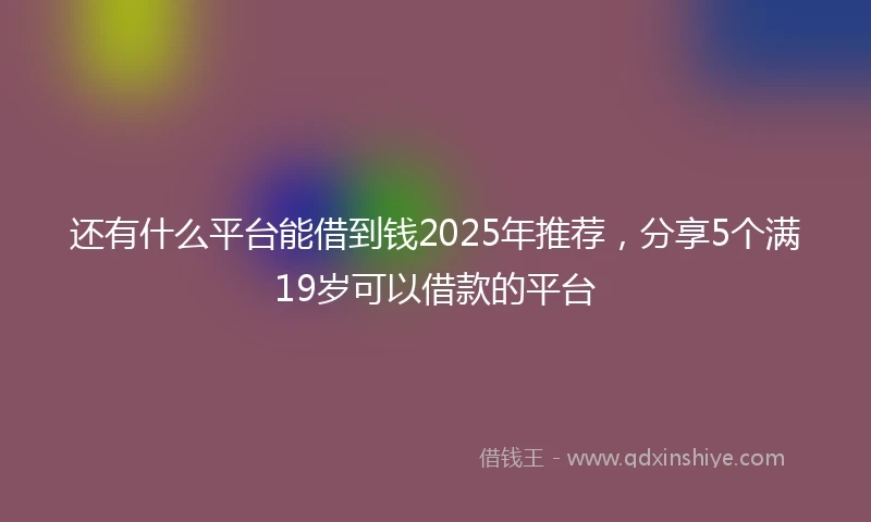 还有什么平台能借到钱2025年推荐，分享5个满19岁可以借款的平台
