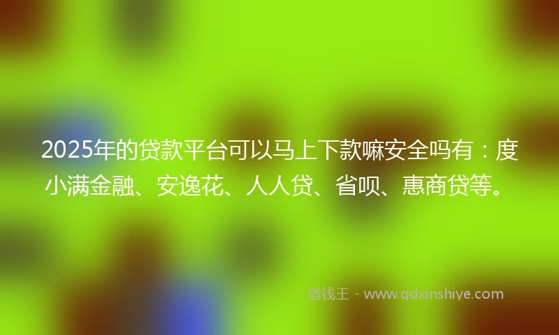 2025年的贷款平台可以马上下款嘛安全吗有：度小满金融、安逸花、人人贷、省呗、惠商贷等。