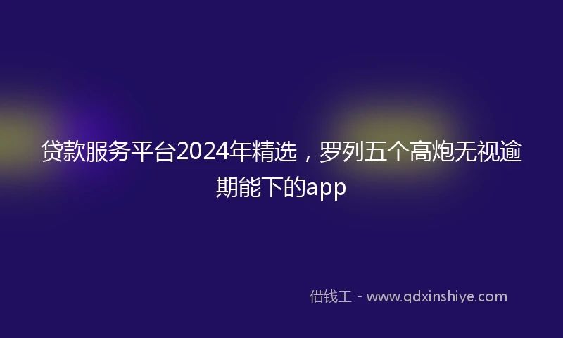 贷款服务平台2024年精选，罗列五个高炮无视逾期能下的app