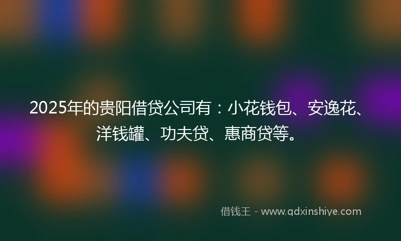2025年的贵阳借贷公司有：小花钱包、安逸花、洋钱罐、功夫贷、惠商贷等。