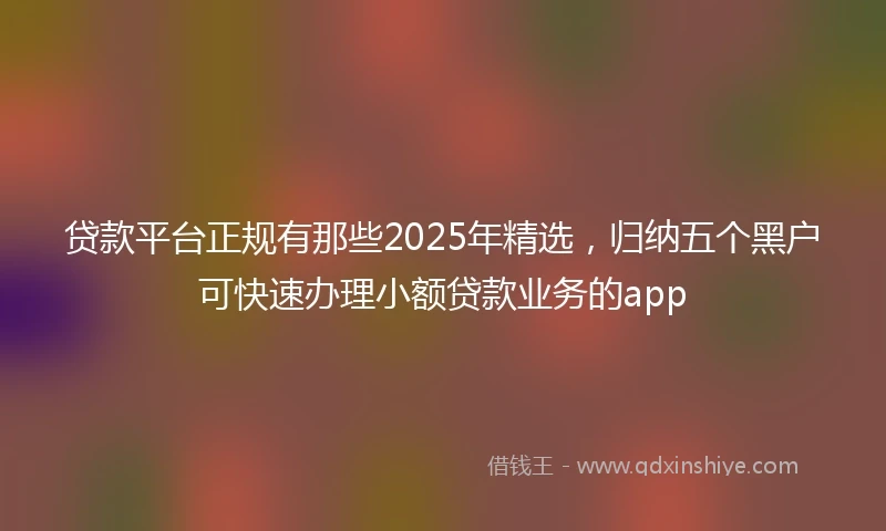 贷款平台正规有那些2025年精选，归纳五个黑户可快速办理小额贷款业务的app