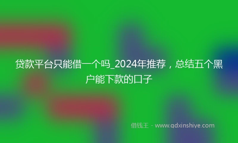 贷款平台只能借一个吗_2024年推荐，总结五个黑户能下款的口子