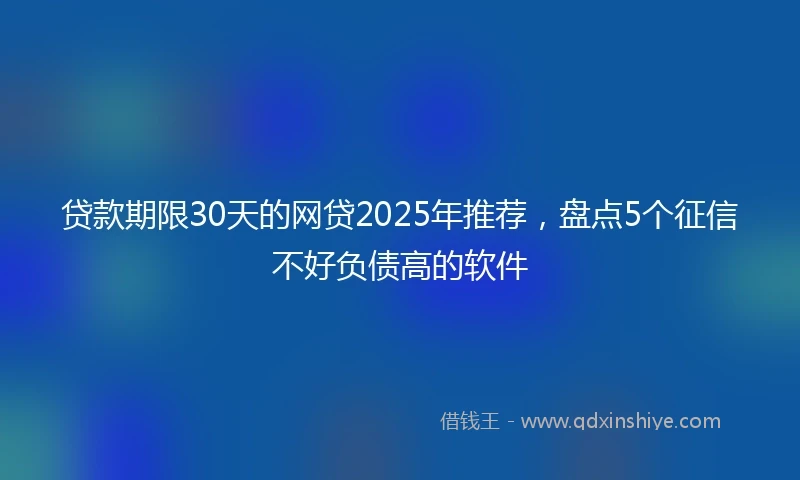 贷款期限30天的网贷2025年推荐，盘点5个征信不好负债高的软件