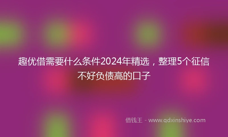 趣优借需要什么条件2024年精选,整理5个征信不好负债高的口子