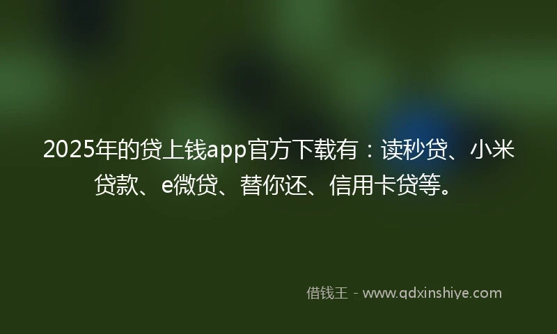 2025年的贷上钱app官方下载有：读秒贷、小米贷款、e微贷、替你还、信用卡贷等。