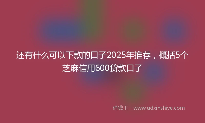 还有什么可以下款的口子2025年推荐，概括5个芝麻信用600贷款口子