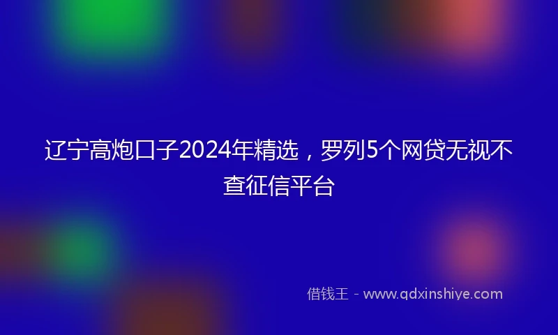 辽宁高炮口子2024年精选，罗列5个网贷无视不查征信平台