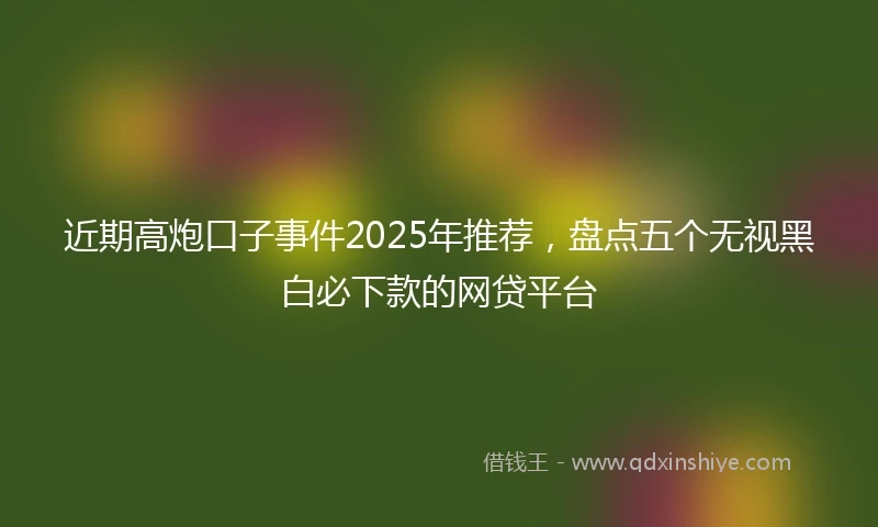 近期高炮口子事件2025年推荐，盘点五个无视黑白必下款的网贷平台