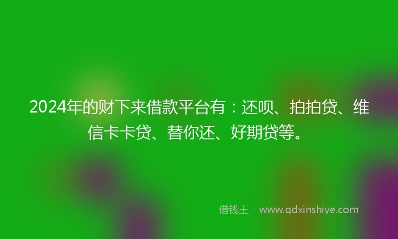 2024年的财下来借款平台有：还呗、拍拍贷、维信卡卡贷、替你还、好期贷等。