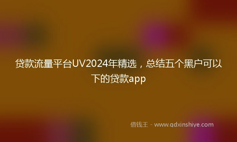 贷款流量平台UV2024年精选，总结五个黑户可以下的贷款app