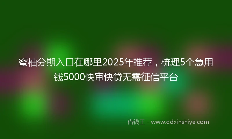 蜜柚分期入口在哪里2025年推荐，梳理5个急用钱5000快审快贷无需征信平台