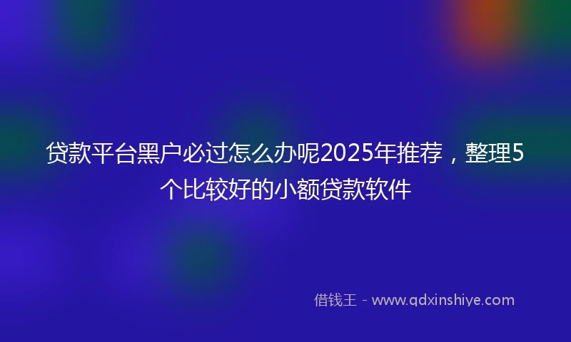 贷款平台黑户必过怎么办呢2025年推荐，整理5个比较好的小额贷款软件