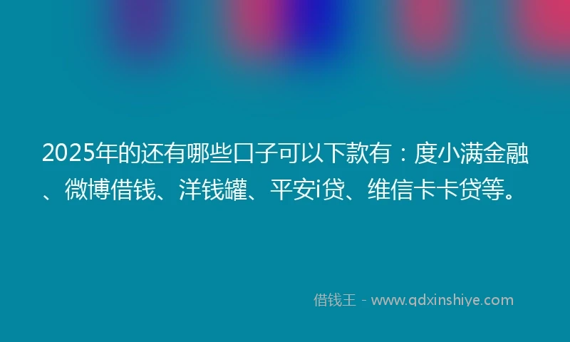 2025年的还有哪些口子可以下款有：度小满金融、微博借钱、洋钱罐、平安i贷、维信卡卡贷等。
