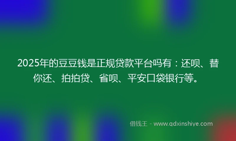 2025年的豆豆钱是正规贷款平台吗有：还呗、替你还、拍拍贷、省呗、平安口袋银行等。