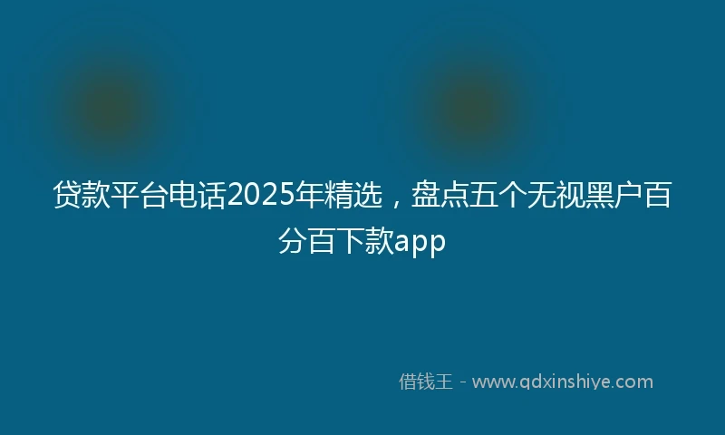 贷款平台电话2025年精选，盘点五个无视黑户百分百下款app